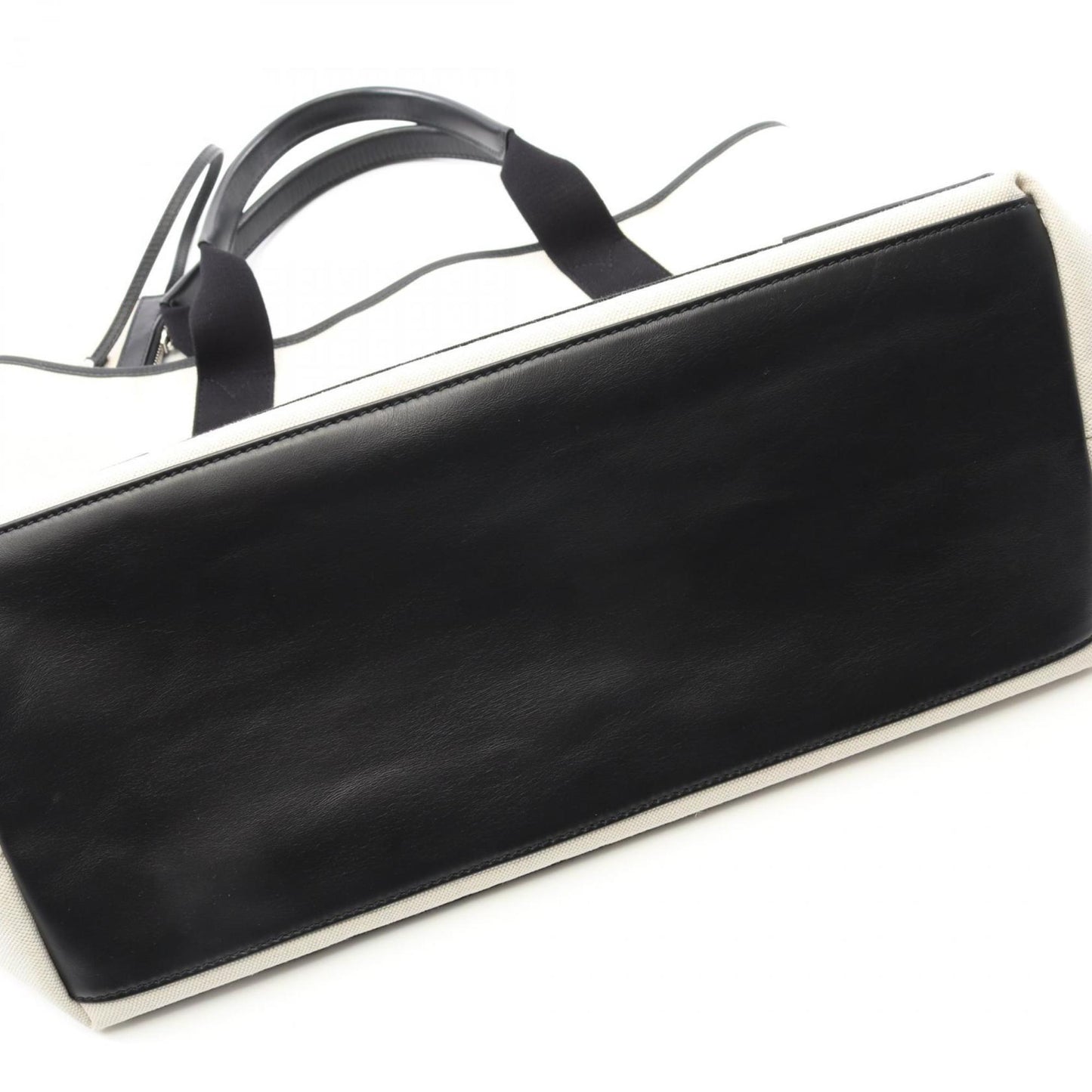 Balenciaga White Canvas Navy Cabas