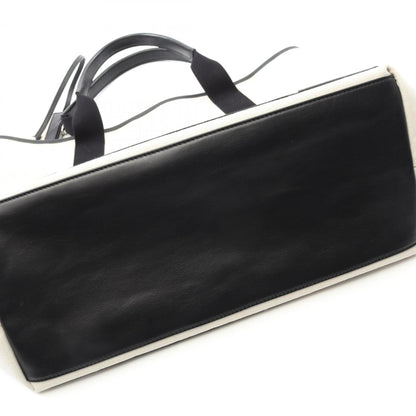 Balenciaga White Canvas Navy Cabas
