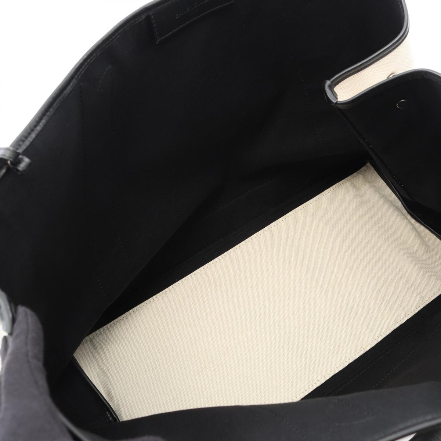 Balenciaga White Canvas Navy Cabas