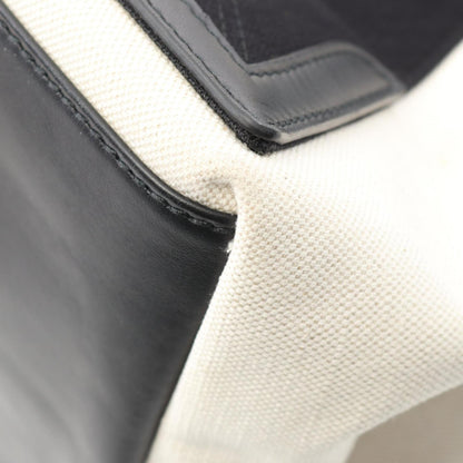 Balenciaga White Canvas Navy Cabas