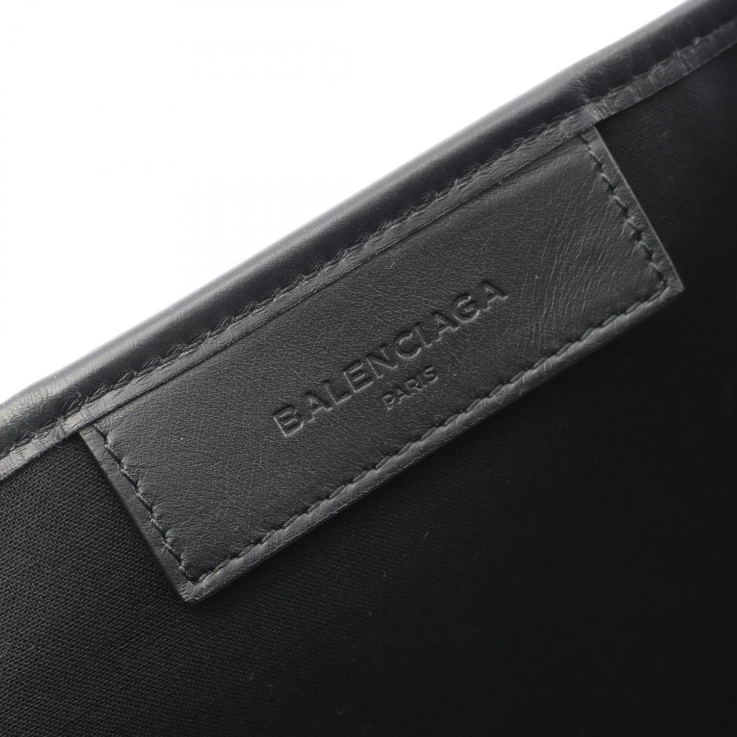 Balenciaga White Canvas Navy Cabas