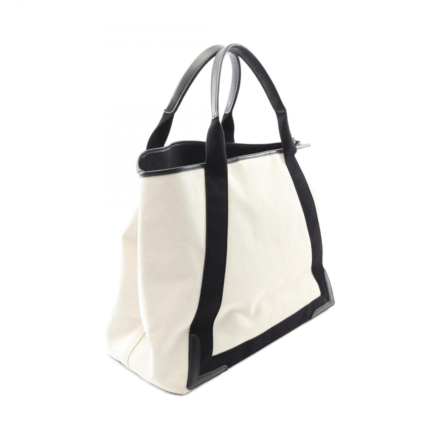 Balenciaga White Canvas Navy Cabas