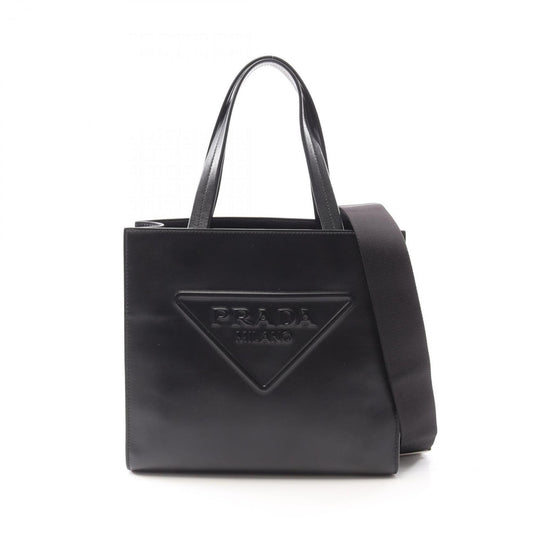 Prada Black Leather Triangle Logo