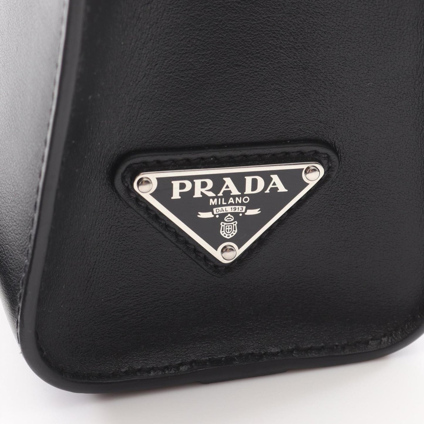 Prada Black Leather Triangle Logo