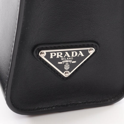 Prada Black Leather Triangle Logo