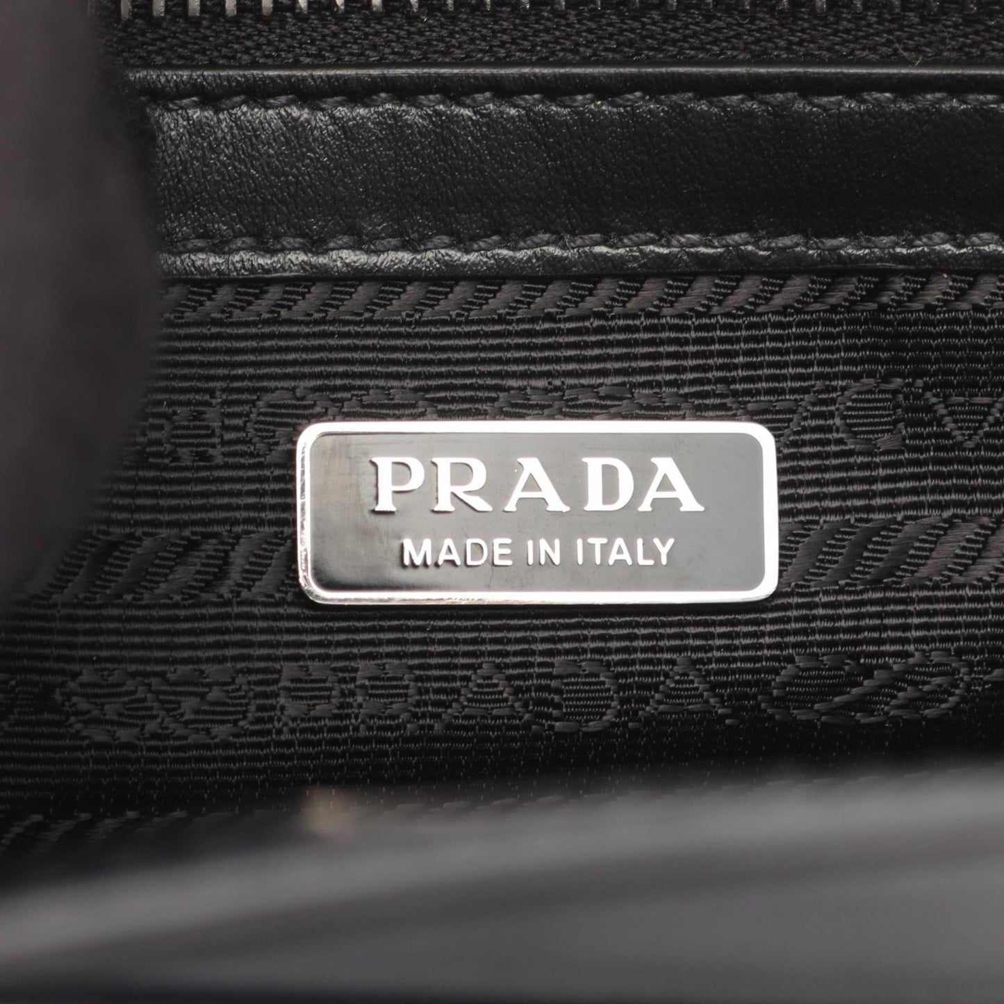 Prada Black Leather Triangle Logo