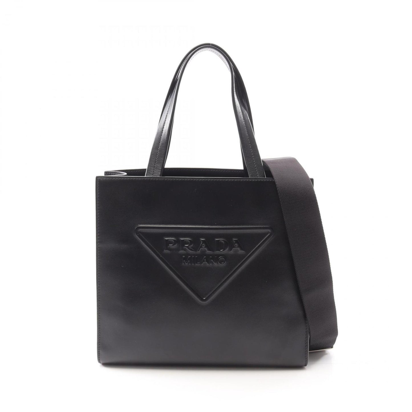 Prada Black Leather Triangle Logo
