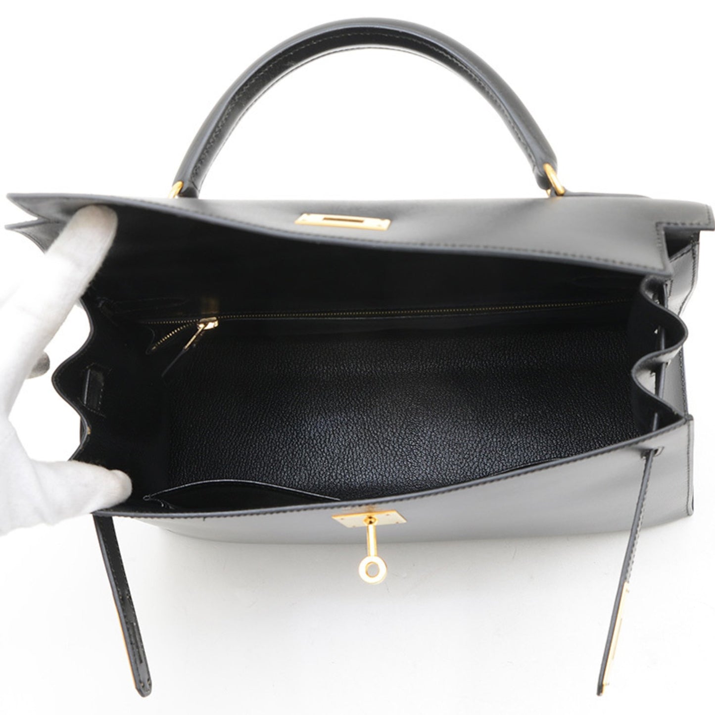 Hermès Black Leather Kelly 32