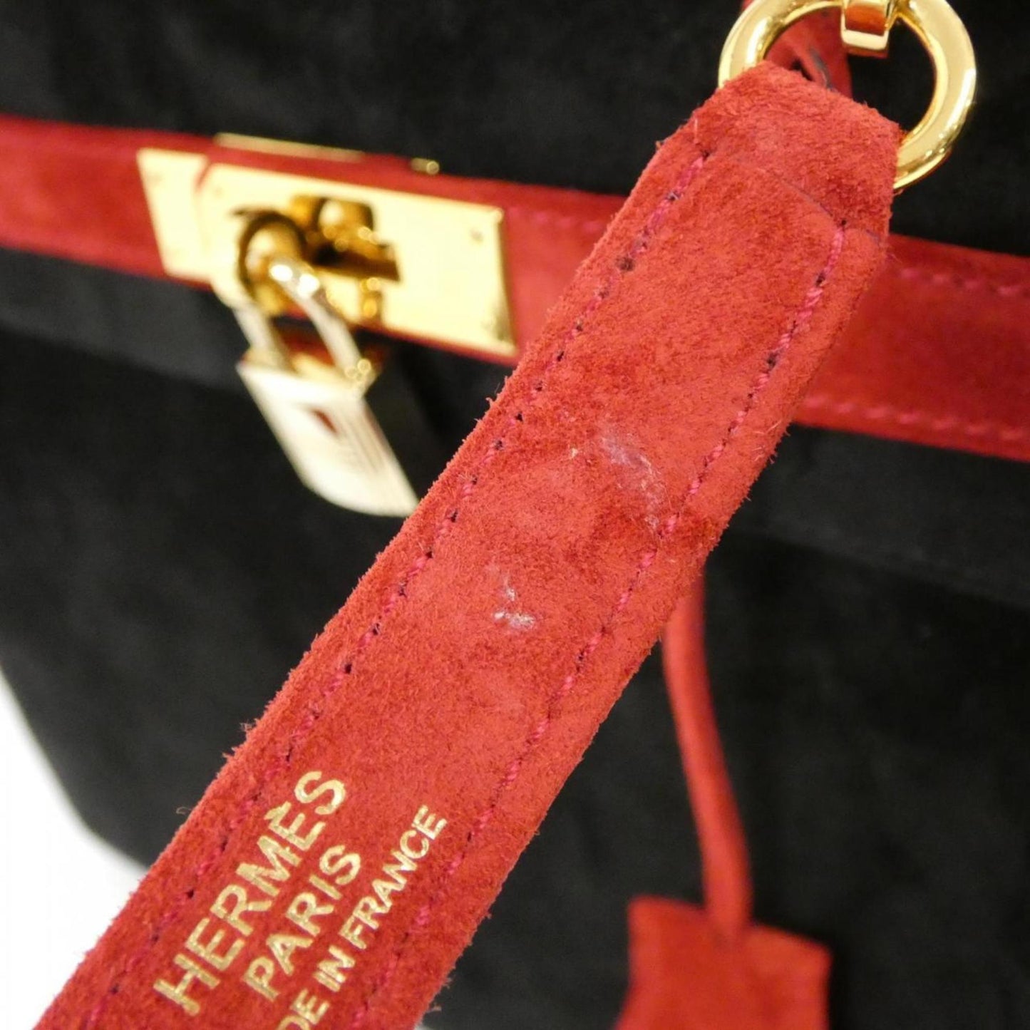 Hermès Black Suede Kelly 28