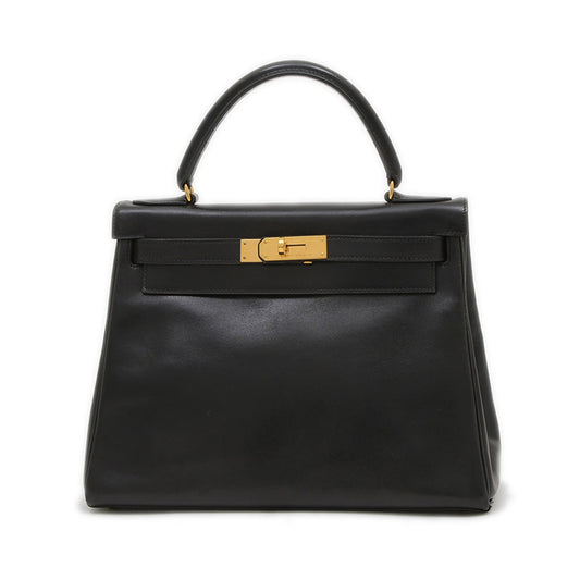 Hermès Black Leather Kelly 25