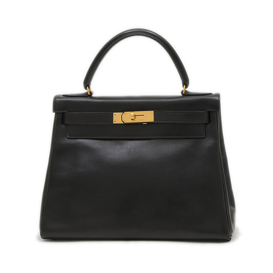 Hermès Black Leather Kelly 25