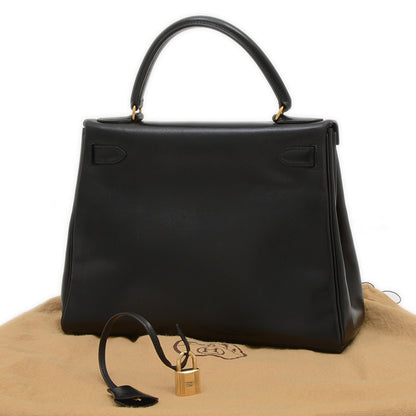 Hermès Black Leather Kelly 25