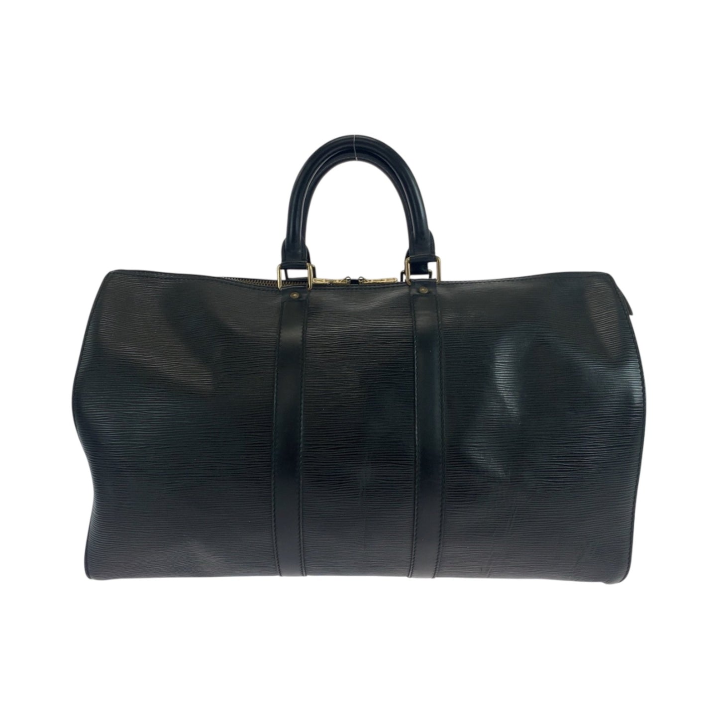 Louis Vuitton Black Leather Keepall 45