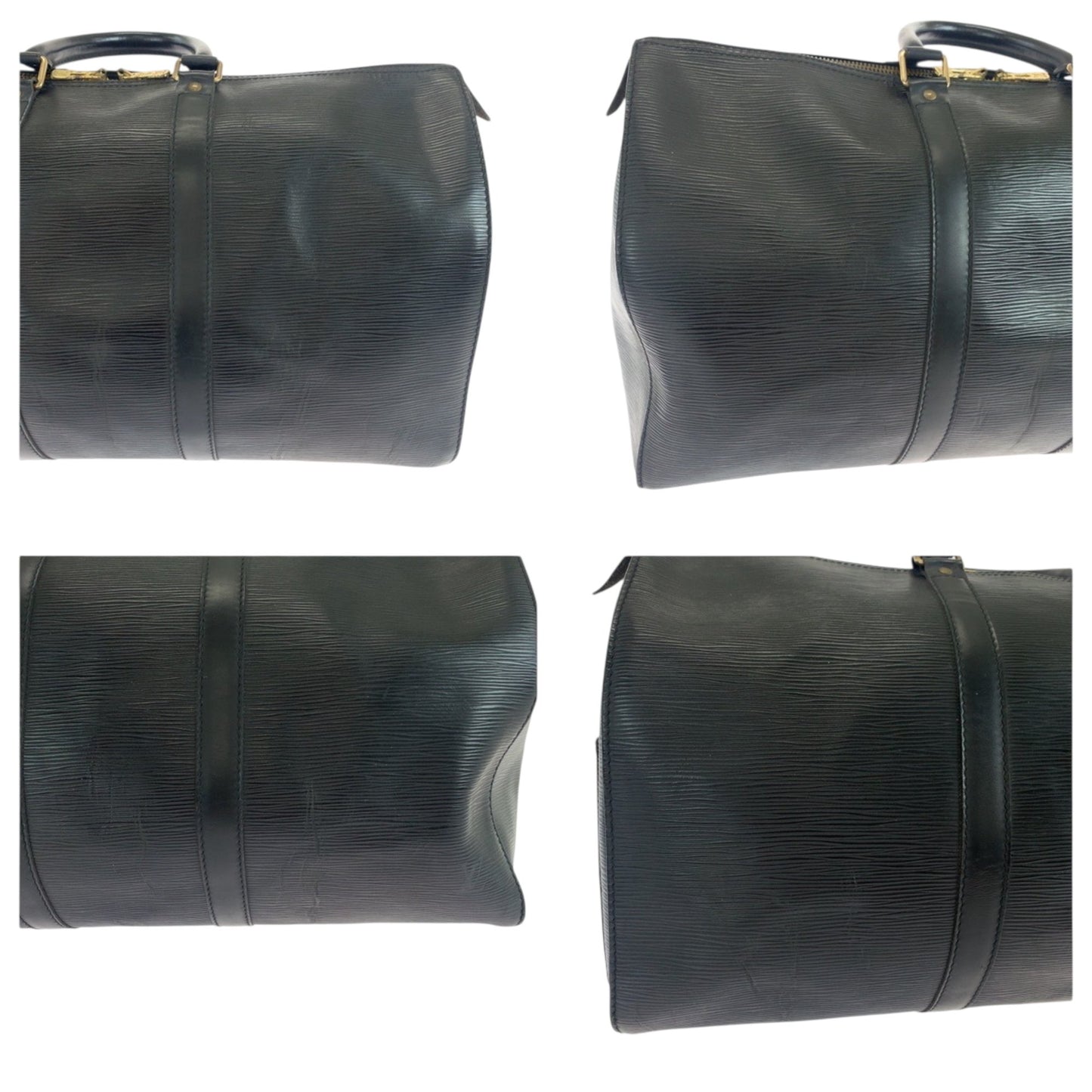 Louis Vuitton Black Leather Keepall 45