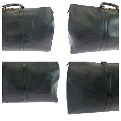 Louis Vuitton Black Leather Keepall 45