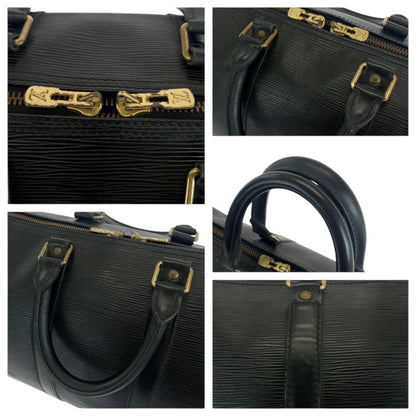 Louis Vuitton Black Leather Keepall 45