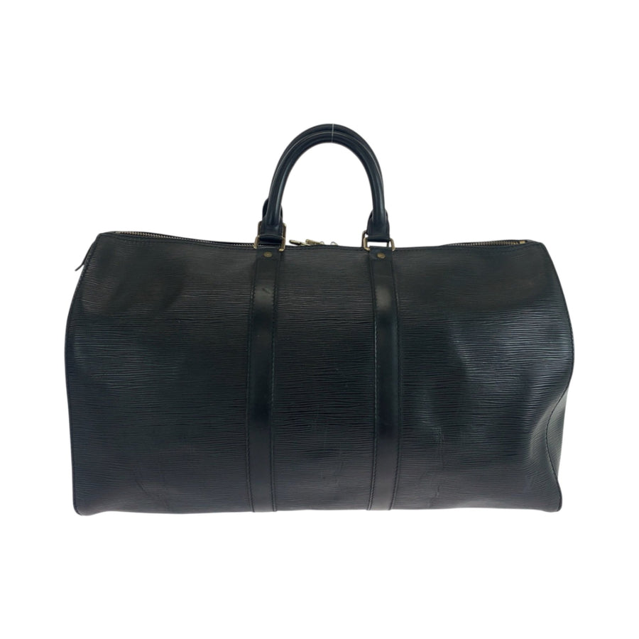 Louis Vuitton Black Leather Keepall 45