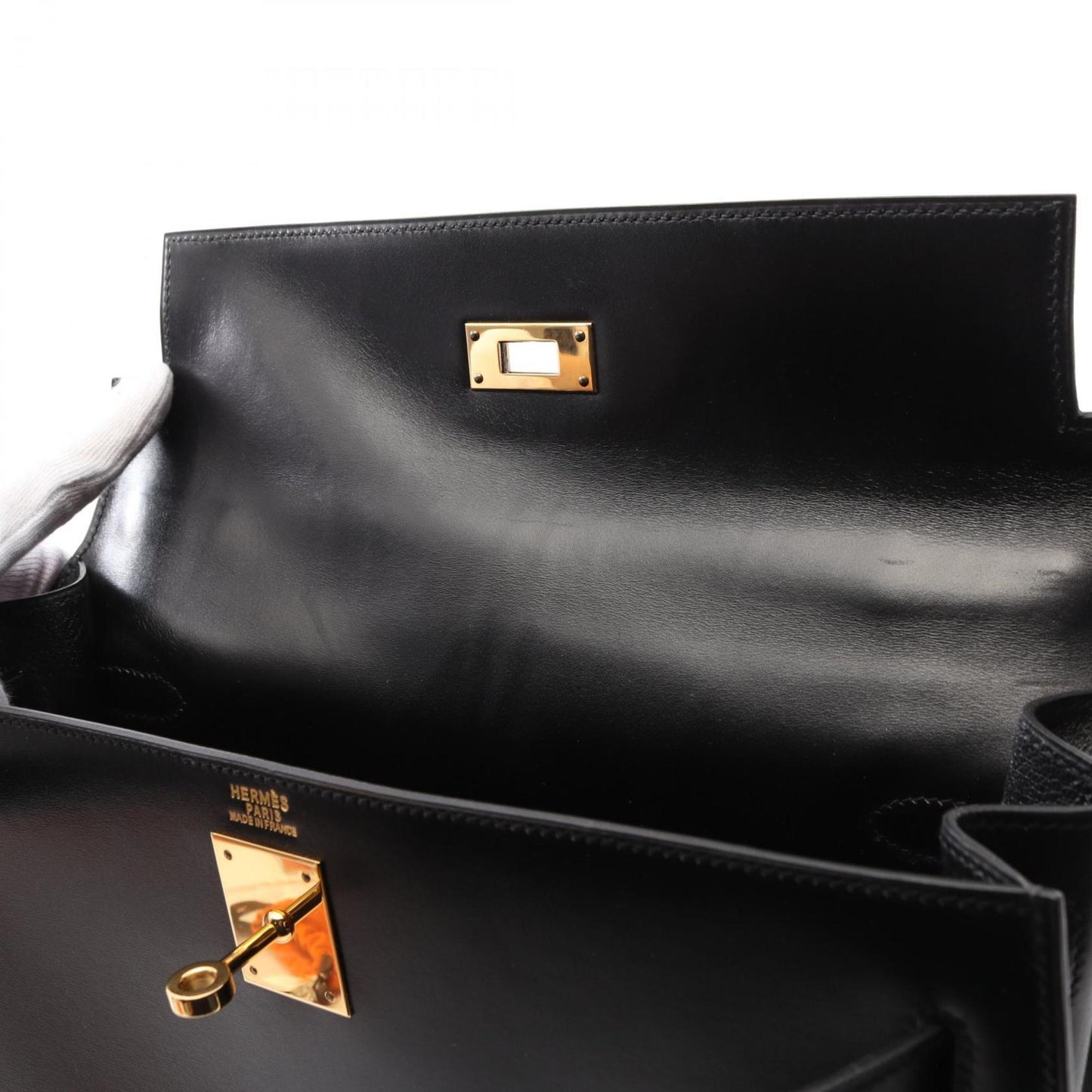 Hermès Black Leather Kelly 32