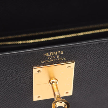 Hermès Black Leather Kelly 28