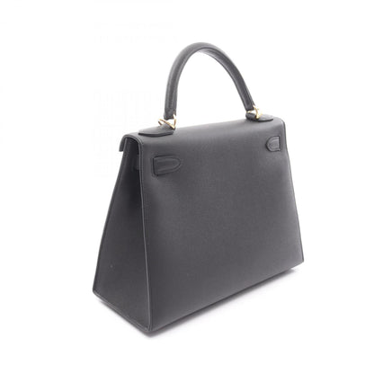 Hermès Black Leather Kelly 28