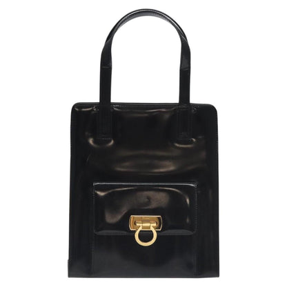 Salvatore Ferragamo Black Patent Leather Gancini