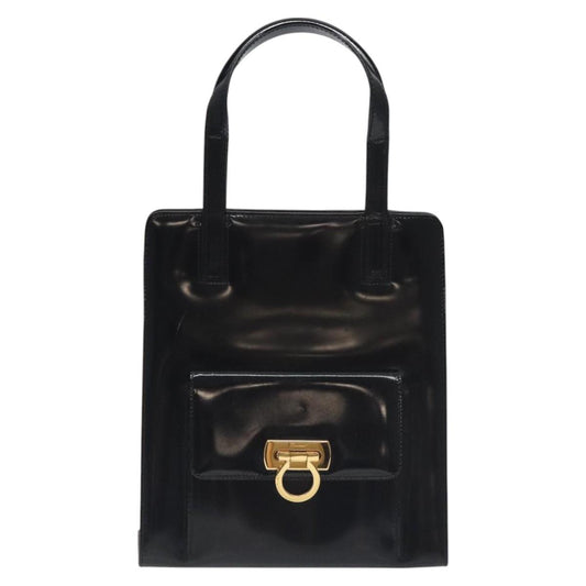 Salvatore Ferragamo Black Patent Leather Gancini