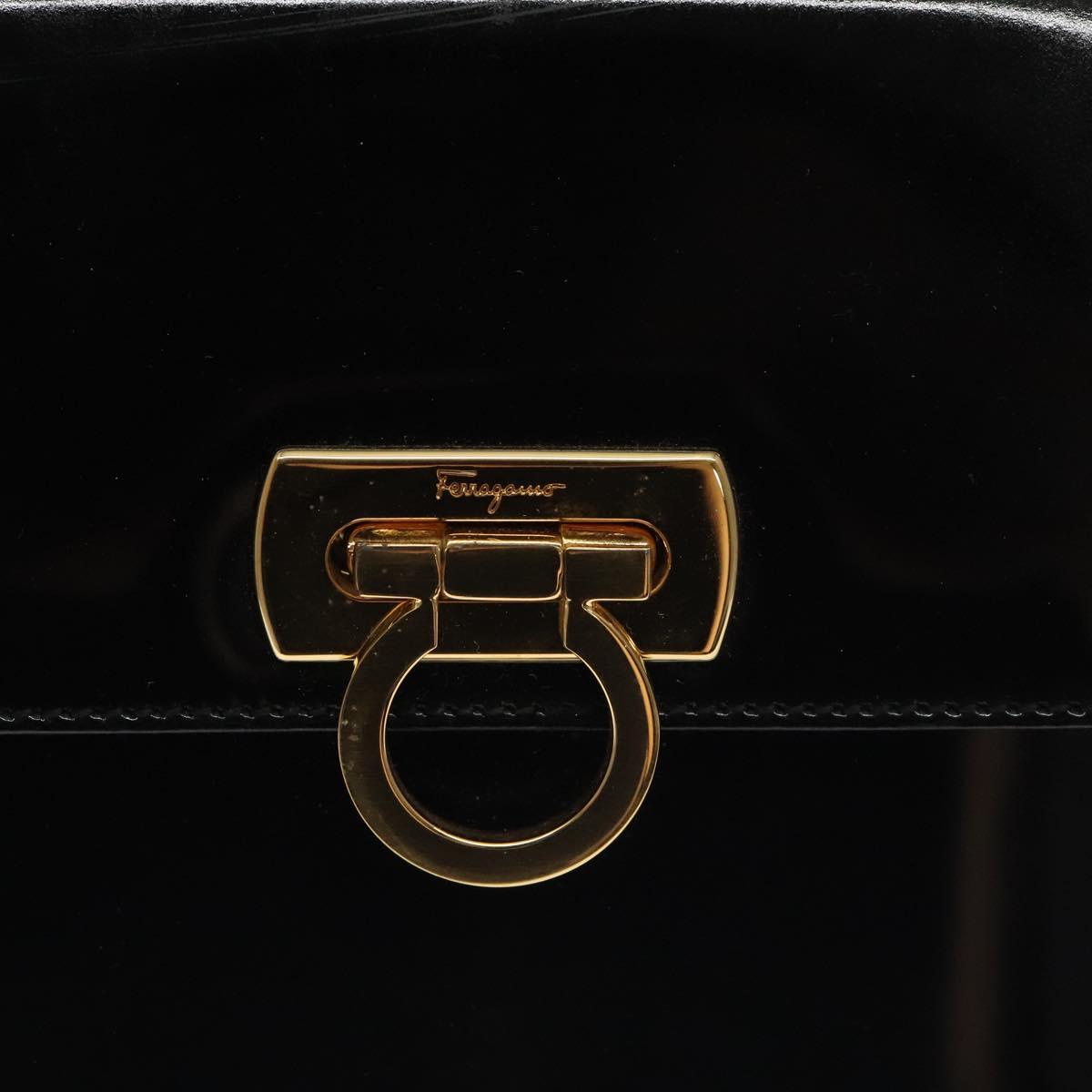 Salvatore Ferragamo Black Patent Leather Gancini