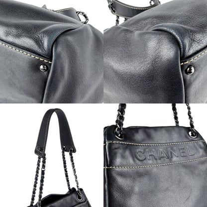 Chanel Black Leather Petite Shopping Tote