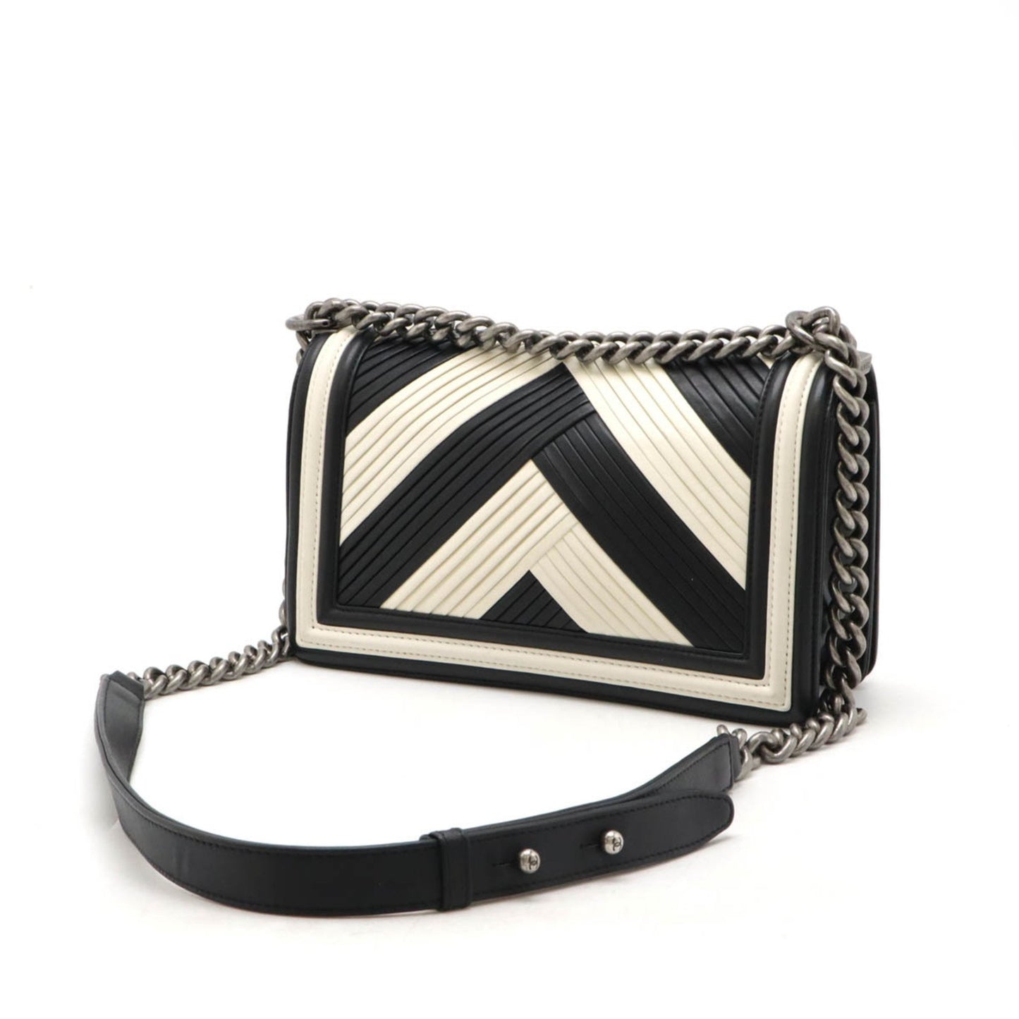 Chanel White Leather Boy