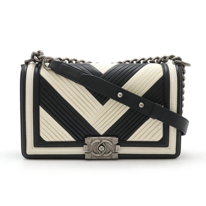 Chanel White Leather Boy