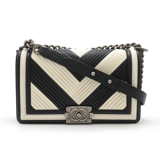 Chanel White Leather Boy