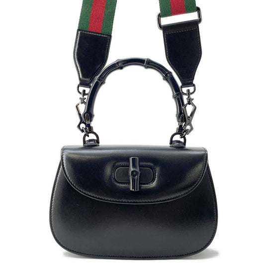 Gucci Black Leather Bamboo