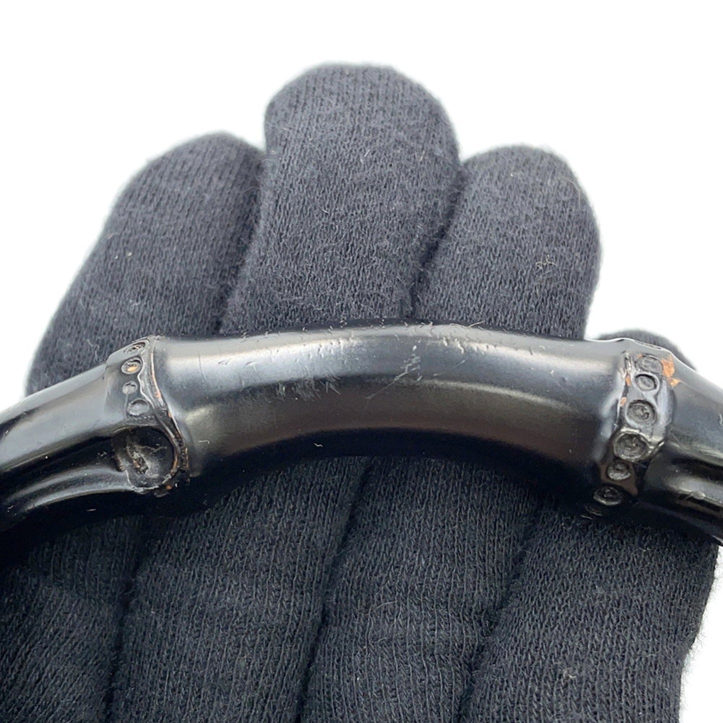 Gucci Black Leather Bamboo