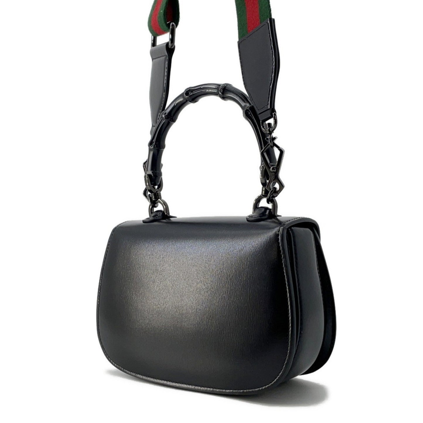 Gucci Black Leather Bamboo