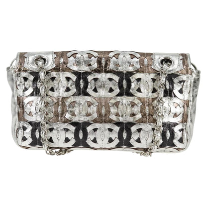 Chanel Silver Leather Flap Bag