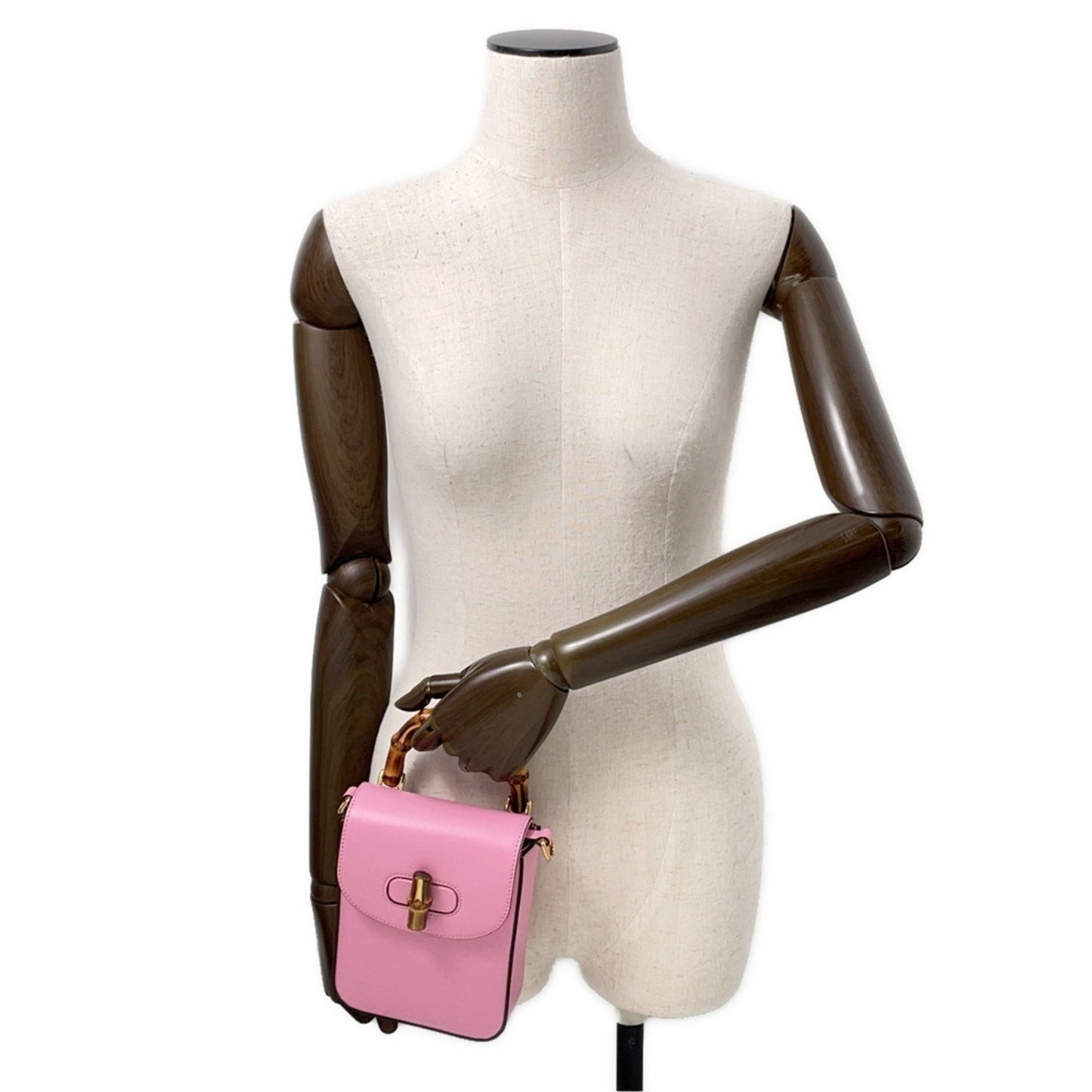 Gucci Pink Leather Bamboo