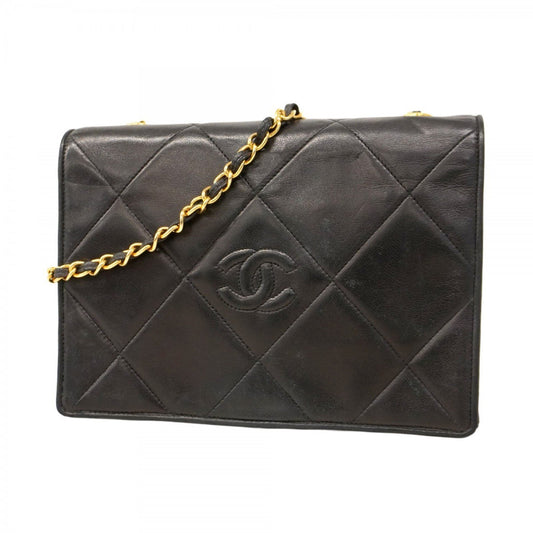Chanel Black Leather Flap Bag Cuir Noir