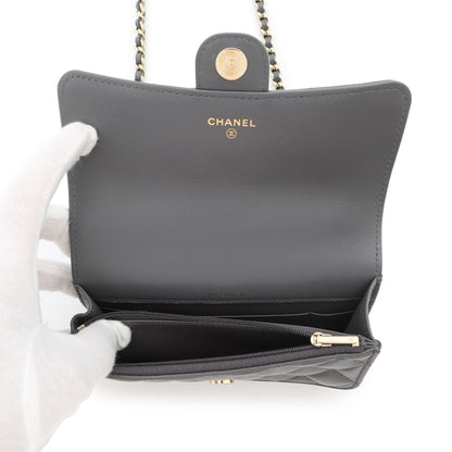 Chanel Gray Leather Coco Mark