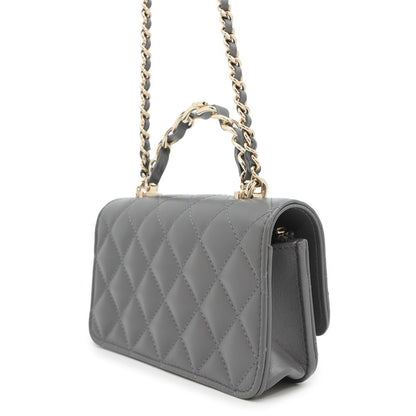 Chanel Gray Leather Coco Mark