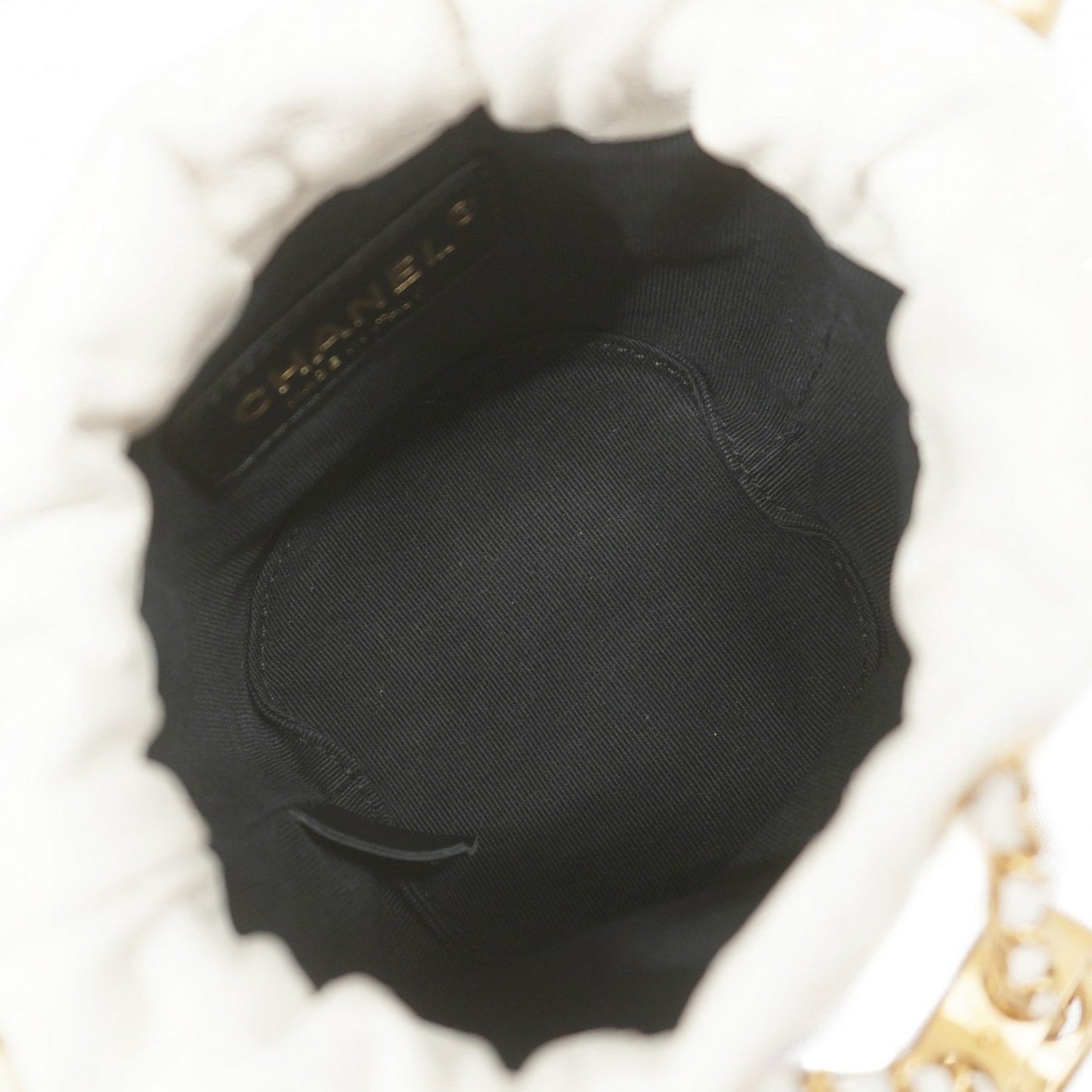 Chanel White Leather Coco Mark