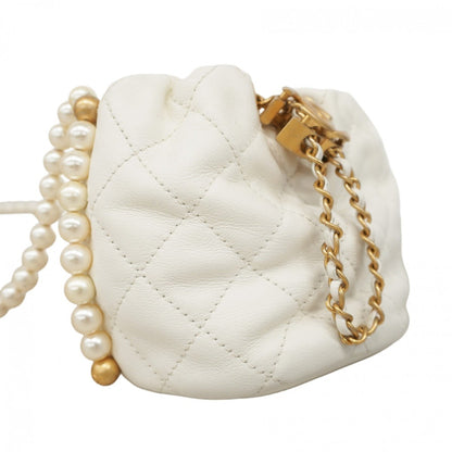 Chanel White Leather Coco Mark