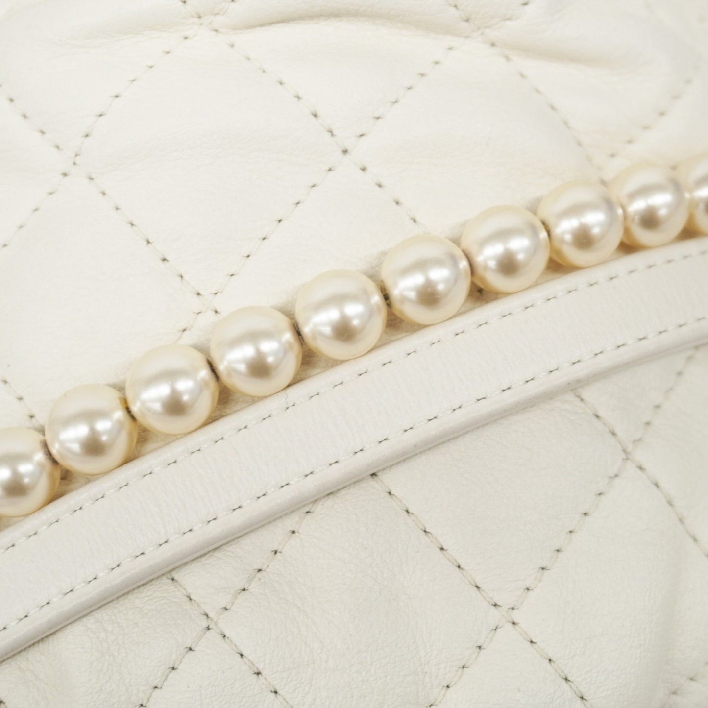 Chanel White Leather Coco Mark