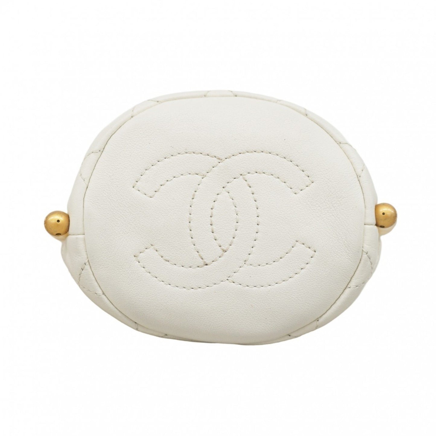 Chanel White Leather Coco Mark