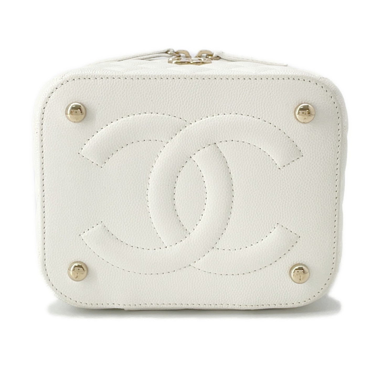 Chanel White Leather Vanity