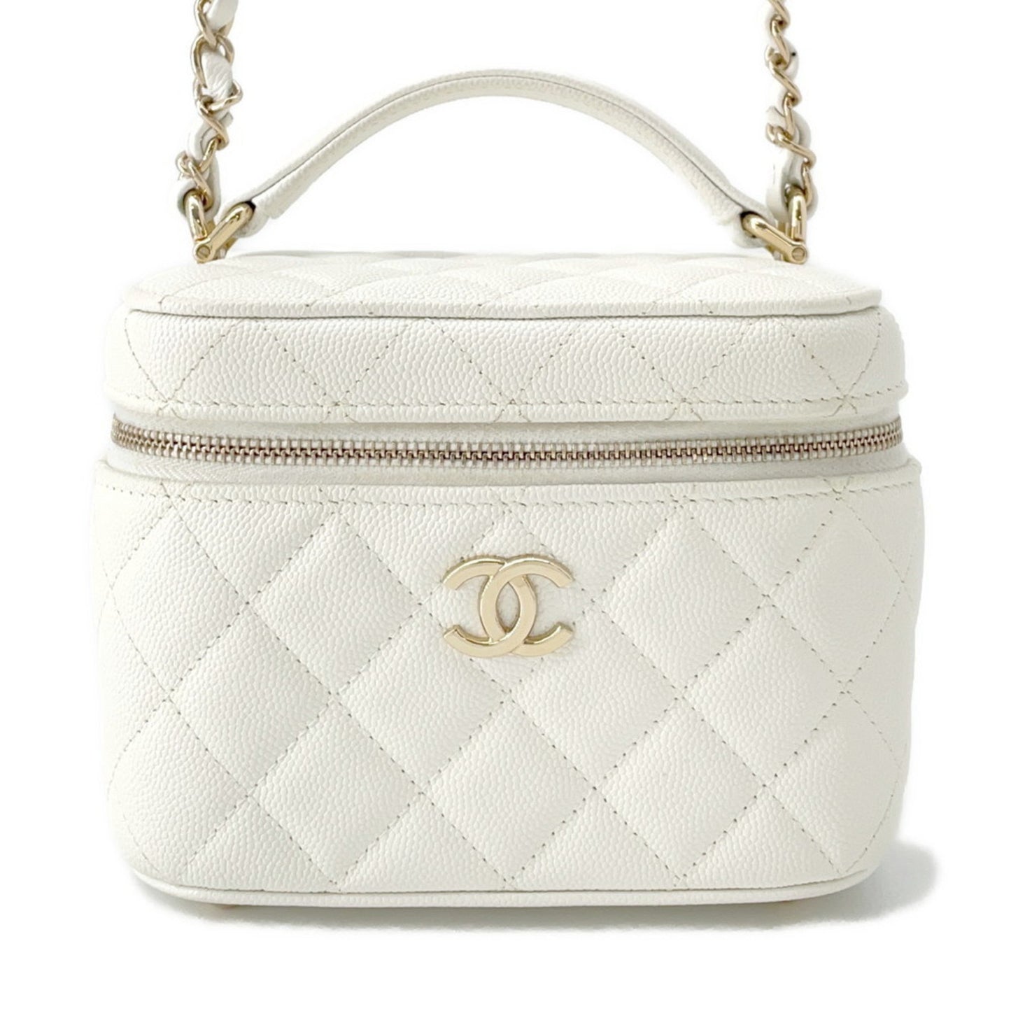 Chanel White Leather Vanity