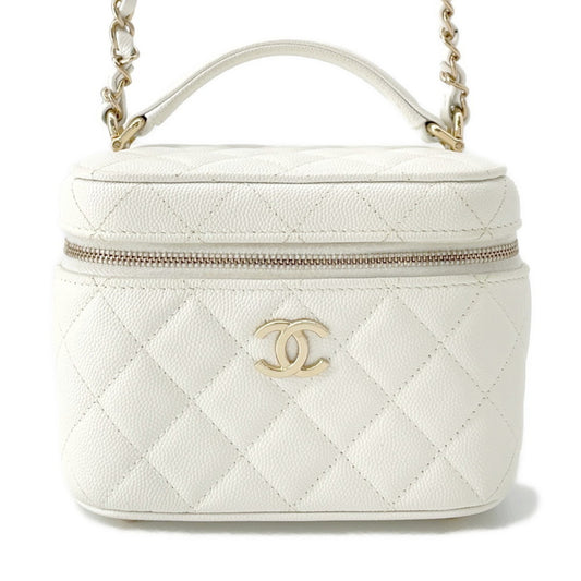 Chanel White Leather Vanity