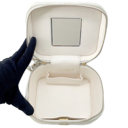 Chanel White Leather Vanity