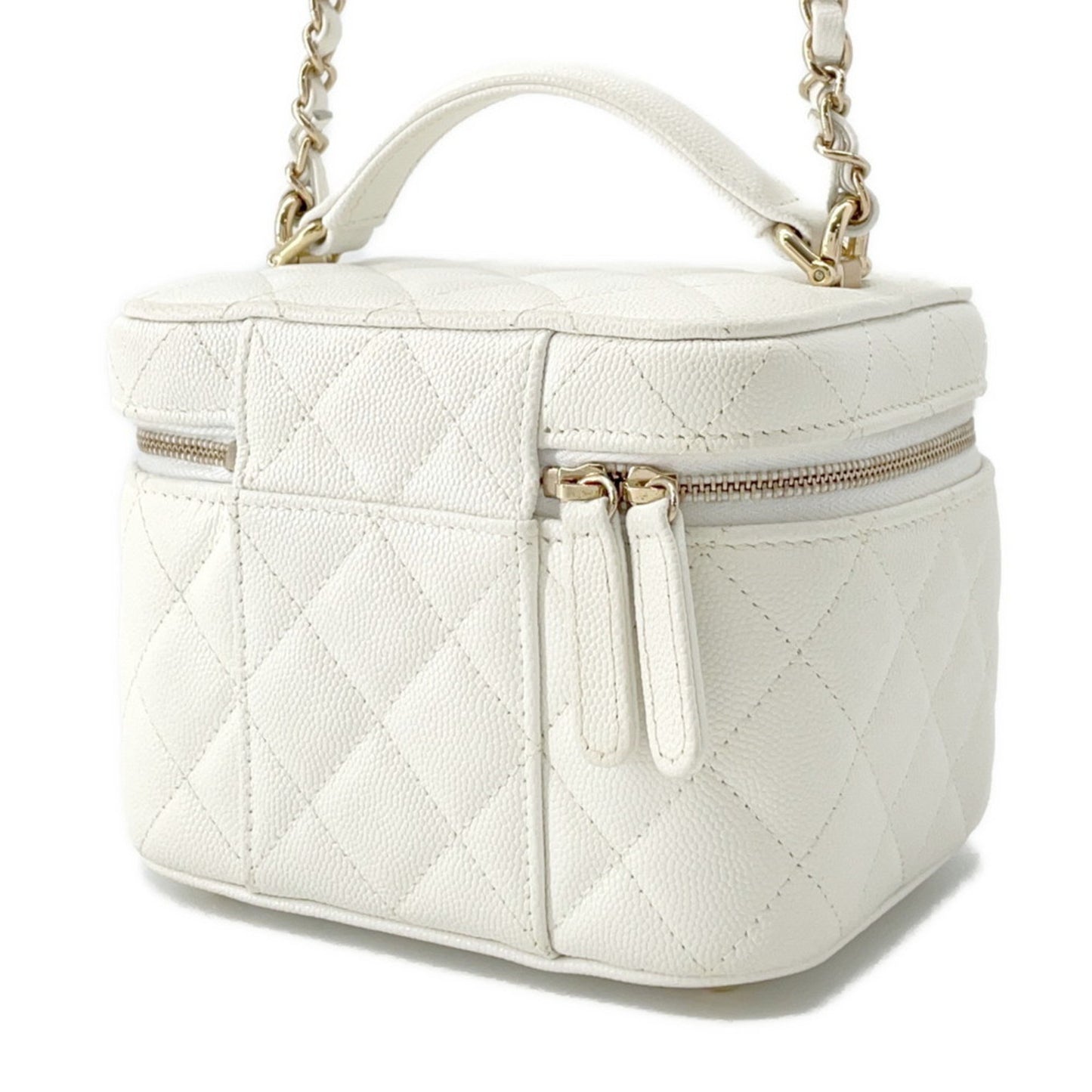 Chanel White Leather Vanity