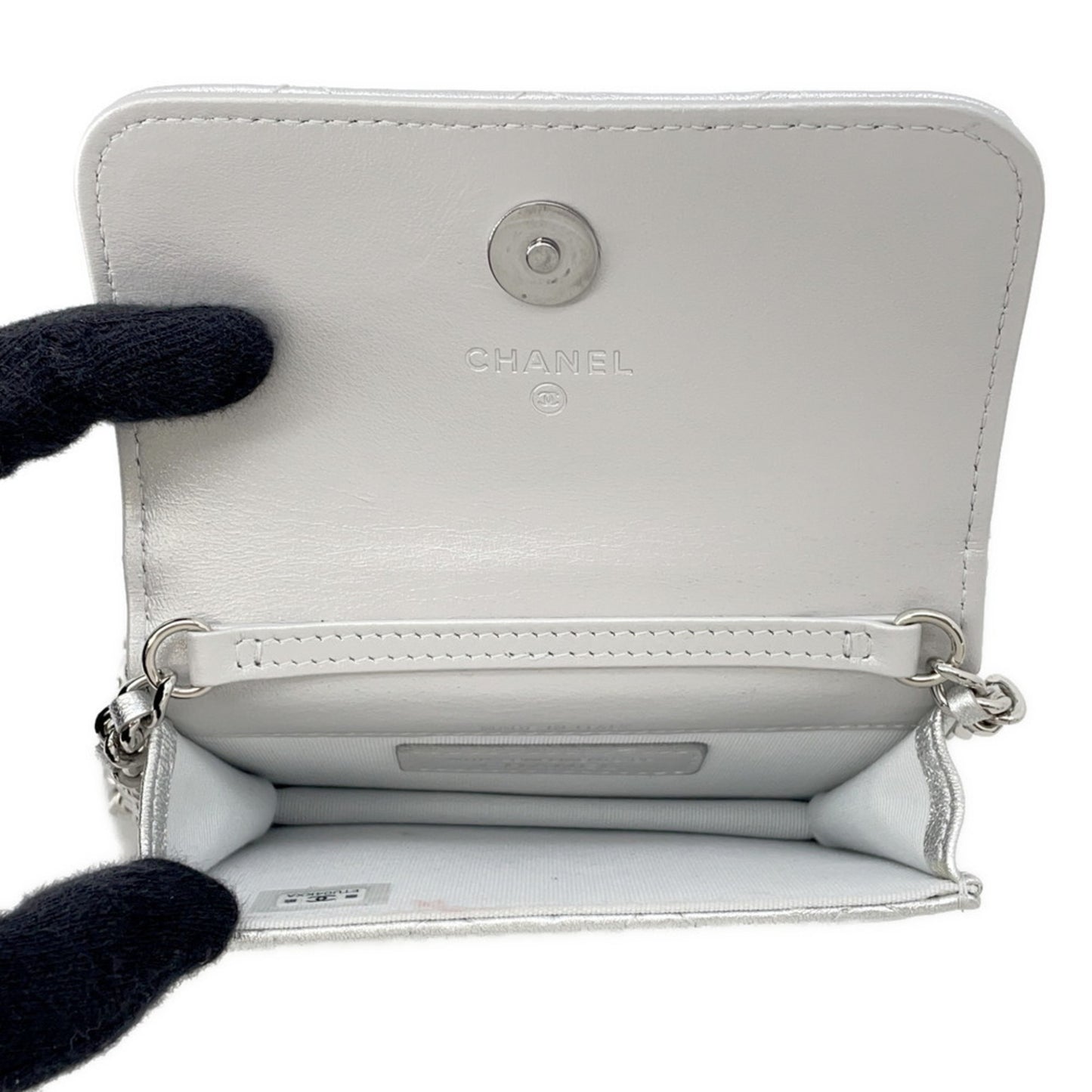 Chanel Silver Leather Coco Mark