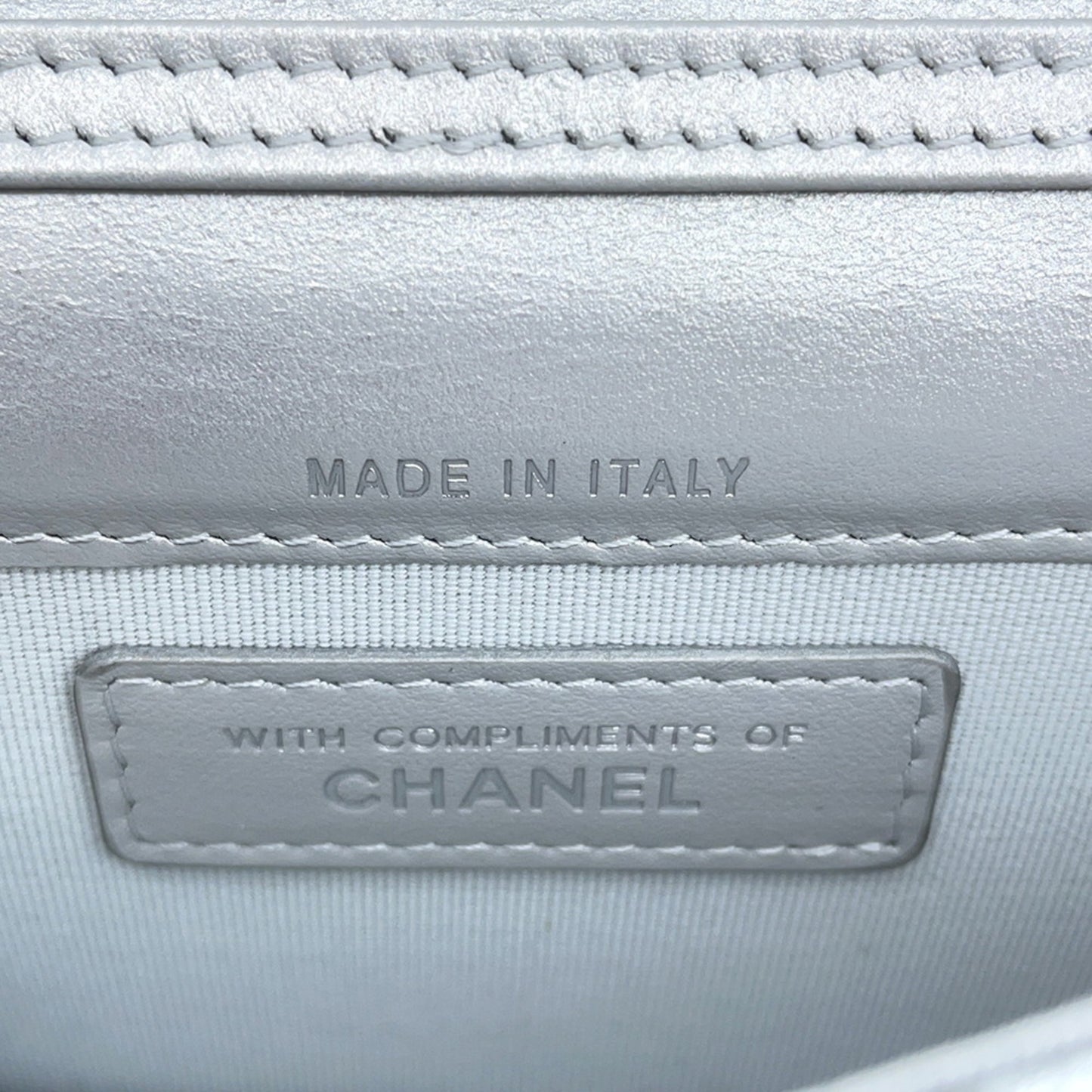 Chanel Silver Leather Coco Mark